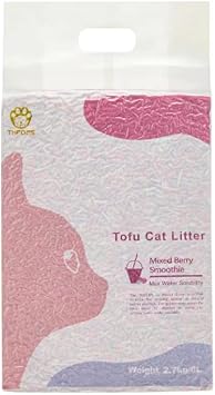 Tofu Cat Litter, Flushable, 100% Natural and Biodegradable, Quick Clumping and Dust Free, Odor Control Ultra Absorbent, Strong Deodorizer with Maximum Water Solubility,6 lbs/Bag