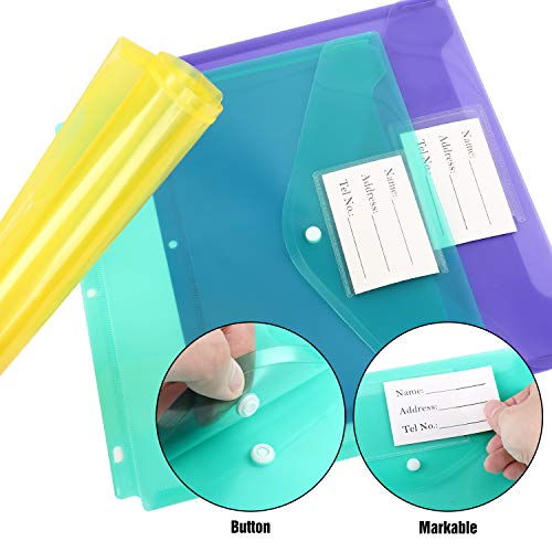 Eoout 24Pcs Binder Folders, Binder Pocket For 3 Ring, Binder Organizer File Folder, Letter Size, Snap Button Pouch With Label For Home And Office, 8 Colors #TOP2