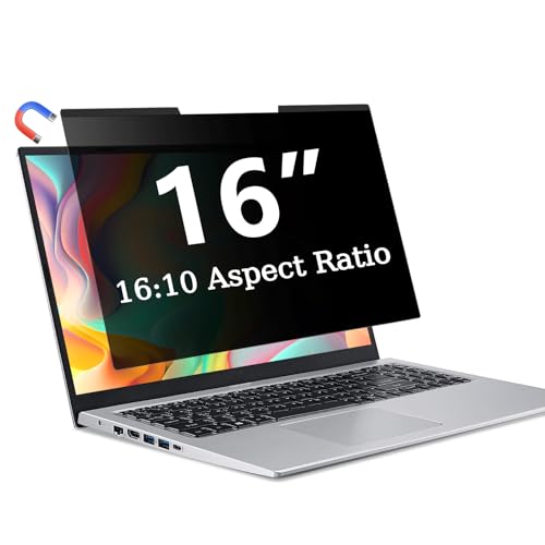Image of Magnetic Laptop Privacy Screen 16 Inch 16:10, Removable Privacy Filter | Compatible with Samsung HP Dell Asus Acer Sony Lenovo LG Thinkpad Toshiba, Anti Spy, Anti Glare, Blue Ray Reduction