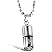 Flongo Fashion Pill Case Capsule Pendant Necklace Stainless Steel Mens Womens, 22 inch Chain, White, Cross Medicine Keepsake Pendant Necklace