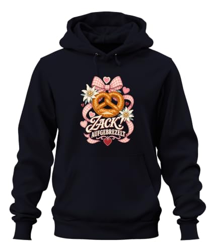 Printera Zack! Pull à capuche Brezel Edelweiss Bleu marine M