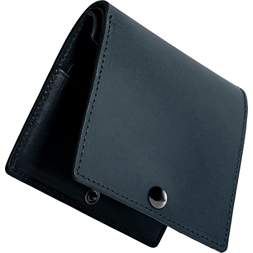 Dom Teporna Italy 薄い 二つ折り財布 本革 イタリアンレザー 折りたたみ ミニ財布 メンズ レディース ネイビー