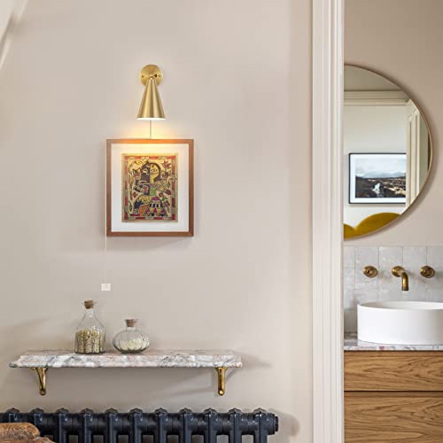 Mwz Gold Wall Sconces Set Of Two Plug In,Brass Modern Dimmable Sconces Adjustable Angle Wall Lights With Metal Shade And Dimmer On/Off Rotary Switch, Wall Mounted Light For Bedroom Bedside Stairway #TOP7