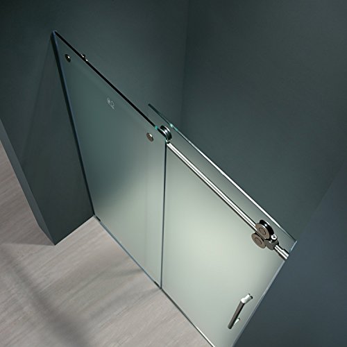 VIGO Elan 56 to 60 in. W x 74 in. H Sliding Frameless Shower Door in Chrome with 3/8 in. Frosted Glass-VG6041CHMT6074R
