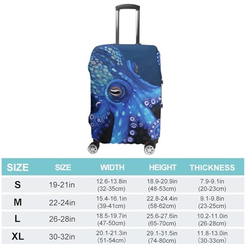 Blue Octopus Luggage Cover, Washable Elastic Suitcase Cover Protector Fit 18-32 Inch Luggage2