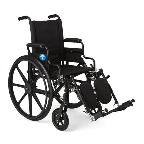 Medline K4 Premium Lightweight Wheelchair with 18" Wide Seat, Swing-Back Desk-Length Arms, Elevating Leg Rests, and 300 lb. Weight Capacity
