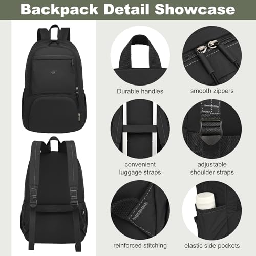 Joyway Foldable Women's Mini Backpack Lightweight, Quilted Travel Bag, Cute Everyday Schoolbag, Perfect for Work & School (Black) - image 4