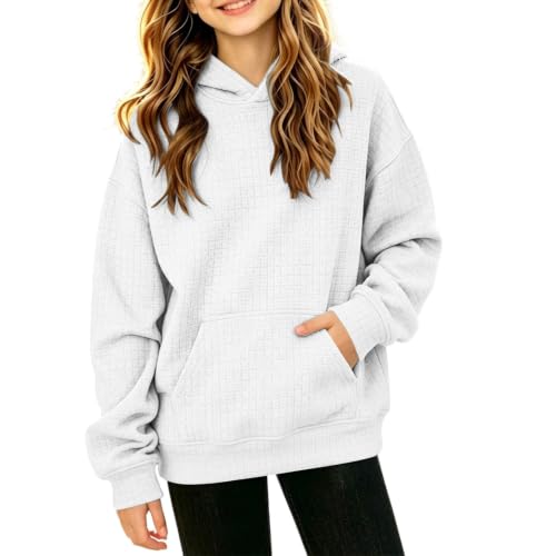 Ayolanni little girls clothes Hoodies for Girls Cute Fashion Long Sleeve Hooded Sweatshirt Teen Clothes White - image 1