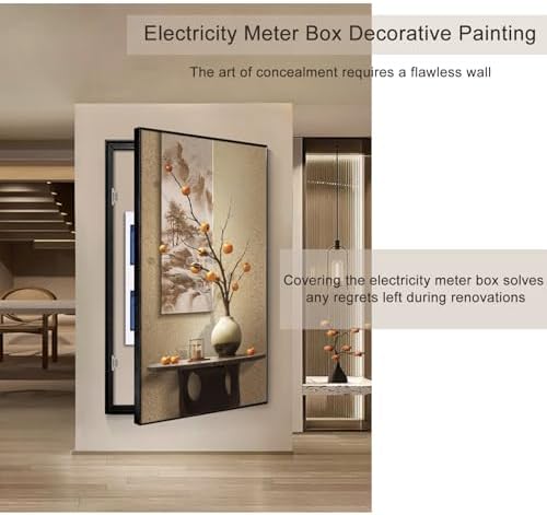 Decorative Breaker Box Cover - Gray Electric Meter Panel Art, Fuse Box Painting, Hidden Circuit Breaker Panel Decor (50x100cm/19.6x39.3in)