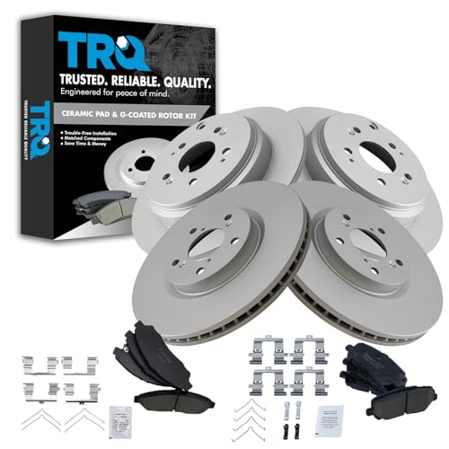 TRQ Front and Rear Brake Pad & Rotor Kit Ceramic Premium G-Coated Compatible with 2007-2013 Acura MDX 2010-2013 ZDX 2009-2015 Honda Pilot