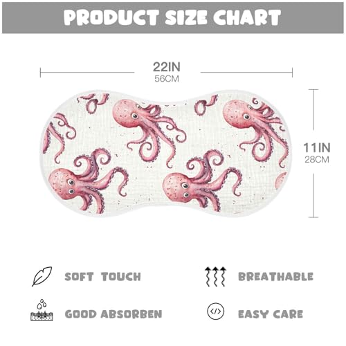 vvfelixl Pink Octopus Burp Cloths for Baby Boy Girls Baby Washcloths Burp Rags 1 Pack2