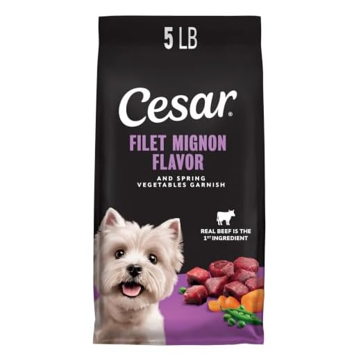 Cesar Small Breed Dry Dog Food for Small Dogs, Filet Mignon Flavor and Spring Vegetables Garnish, 5 lb Bag