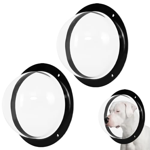 2 Pack Dog Fence Window, Clear Pet Bubble View Dome Door Peek Small Round Window for Doggie/Cat/Horse Outside Playground Garden Diameter 12.44 Inch Deep 4.92 Inch by CAWUWE - Used condition - CA$23.11