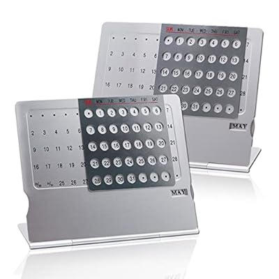 Modixun Paquete de 2 mini calendarios de escritorio, calendario perpetuo creativo de aleación de aluminio, pequeño calendario mensual de escritorio de pie ajustable para oficina en casa, uso durante | Ya disponible en tu tienda friki favorita! En mundofriki.es!