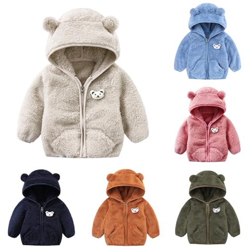 Bebé Niña Chaqueta Polar Para Abrigo con Capucha Cremallera Ropa de Invierno Cálida Para Infantil Niñas y Niños Ropa Abrigo Para Niños