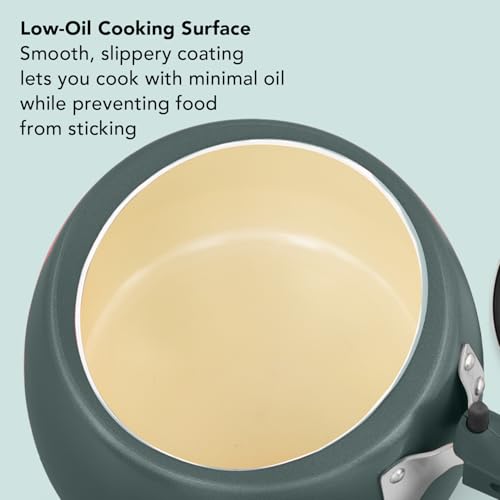 Image of Hawkins Cerenity 3L Pressure Cooker | Ceramic Coated Body | Contura Shaped | Induction & Gas Compatible | Cook Rice, Dal & Curries | ISI Certified | 5 Year Guarantee | Olive Green (ICG30)