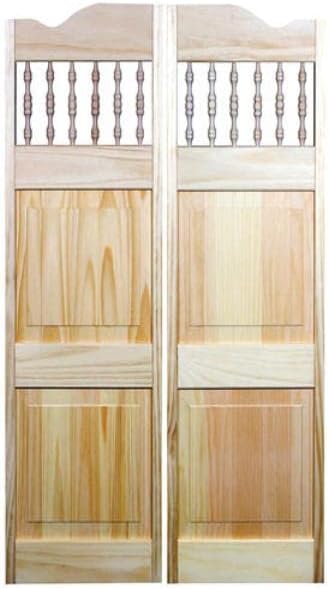 24 x 42 in. Carson City Spindle Top Cafe Door Unfinished Pine