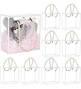 10-Pack Transparent Gift Boxes 5.5x5.5x3" - Goldenrod Border Lace Handle Favor Boxes