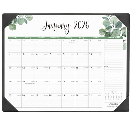 Large Desk Calendar 2026 with Desktop Mat, Cabbrix Desk Pad Calendar 22 x 17 Inch Covering January 2026 to June 2027, Desk Blotter Calendar 2026 for Home School and Office