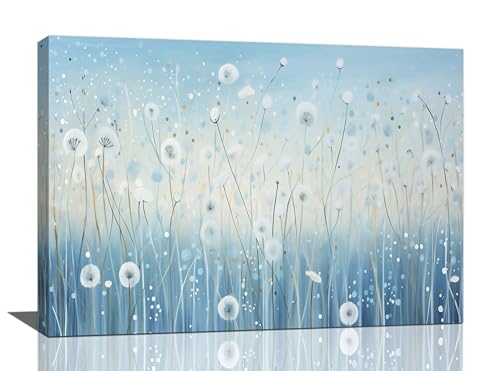 Impression sur toile bleue pissenlit aux finitions d'art raffinées