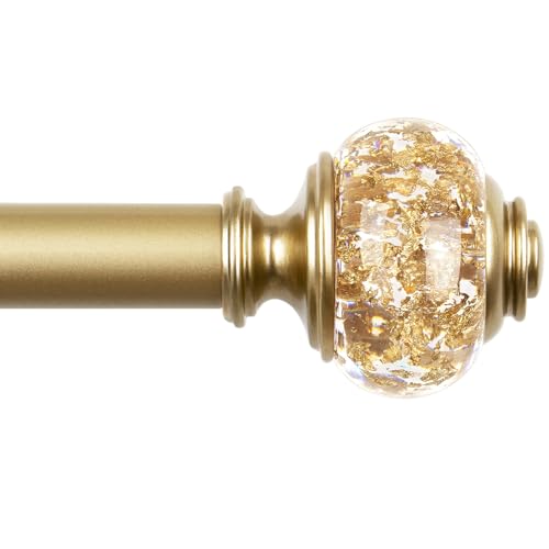 KAMANINA Barra de cortina dorada de 80 a 218 cm de largo, barra de cortina extensible, barra de cortina decorativa con topes...