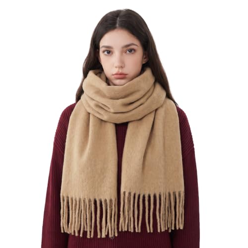 Merino Wool-Blend Tassel Scarf