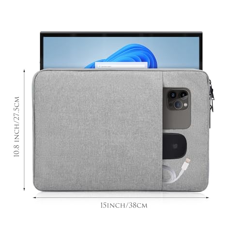 Image of 15.6 Inch Portable Monitor Case Sleeve Compatible with Anyuse YxK Forhelp Newsoul KYY /ASUS Zenscreen 15.6 inch Portable Monitors Computer Bag,Size-15 inchx10.8 inch Light Grey