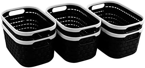 Sosody Set of 6 Plastic Storage Basket with Handles, Small Plastic Storage Basket