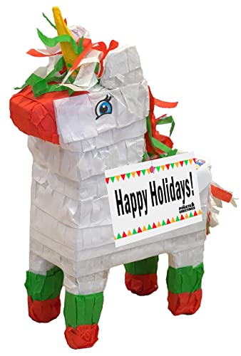 Cute 12Inch Unicorn Christmas Holiday Pre-Filled With Assorted Quantities Of Popular Candies And Attached Message Tag - Gift For Friends, Family, Children, More (Happy Holidays) #TOP5