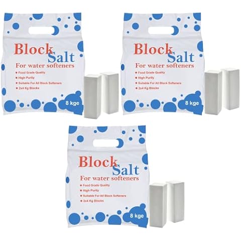 Block salt for water softeners, original pure grade a food quality salt blocks, water softener salt, water softening salt blocks (3 Packs - 6 Block) Cover