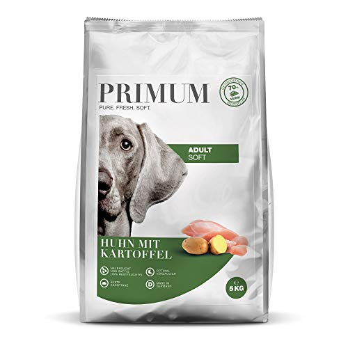 Primum | 15 kg | Halbfeuchtes Trockenfutter für Hunde | getreidefrei | Soft Huhn mit Kartoffel | Extra viel Fleisch | Optimal verdaulich | Herstellung in Deutschland