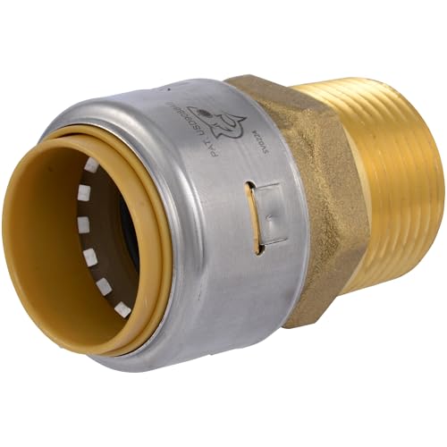 SharkBite Max 1 Inch x 1 Inch MNPT Adapter, Push-to-Connect Brass Plumbing Fitting, UR140A
