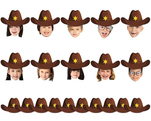 Image of gisgfim 80Pcs Western Cutouts Wild West Cowboy Cowgirl Hat Decorations Bulletin Board Rodeo Party Paper Cut-Outs Classroom Decor for DIY Craft Photo Wall Back to School Kindergarten Party Favor Supply
