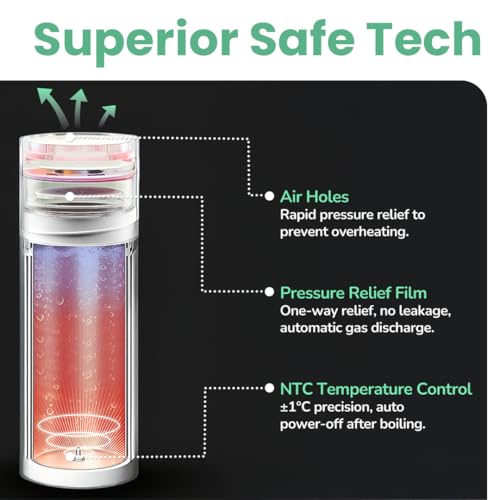 Image of Goodscity Portable Electric Kettle Travel Water Bottle For Boiling Hot Water Milk With Cool Touch Exterior, Auto Shut Off, 300W fast Heating, Leakproof, 1 Touch Screen, 500 Ml, Green, 1 year Warranty