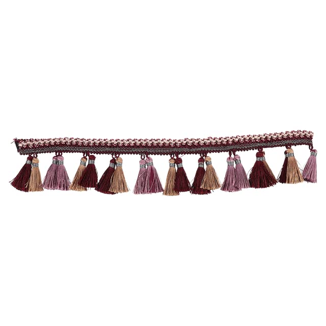 Garniture franges canapé en tulle brodé violet pour finitions haute couture