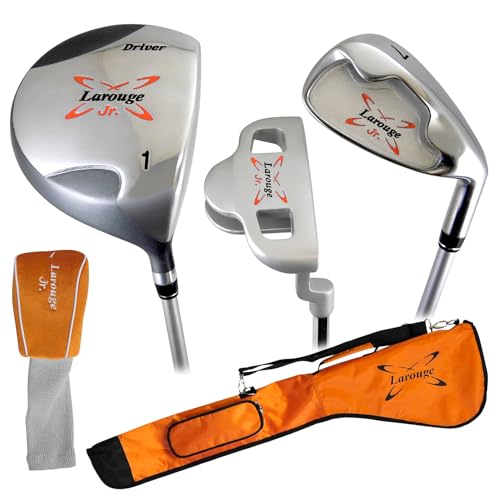 Larouge ラルージュ 右利き用 ジュニア用 子供用 キッズ ゴルフセット 男女兼用 女の子 男の子 初心者向け オレンジ(5-9才用:110-130cm)