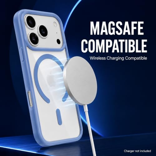 Image of MAGA ClearBack Case Cover for Apple iPhone 17 Pro Max, Crystal Clear Magnetic Case Compatible with MagSafe, Hybrid Hard PC Back & Soft TPU Bumper, Shockproof Protective Cover Blue