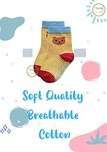 Image of Baby Socks with Grips Infants Toddler Kids Boys Girls Non Slip /Anti Skid Cotton Crew Socks