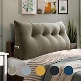 WOWMAX Almohada triangular para cabecera de cama matrimonial, beige-gris