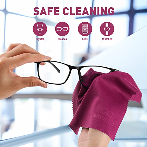 Reusable Microfiber Lens Cleaning Cloth, Larger Size 8"X7" In Individual Vinyl Pouches, Safe For All Glasses And Screens (Purple - 6 Pack) #TOP1