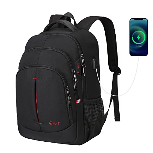 OWAY 15.6 Inch Laptop Backpack with USB Charger Anti-Theft Business Backpack Boys School Bags Water Resistant School Laptop Backpack College Backpack Rucksack for Men Women (blackb, M)