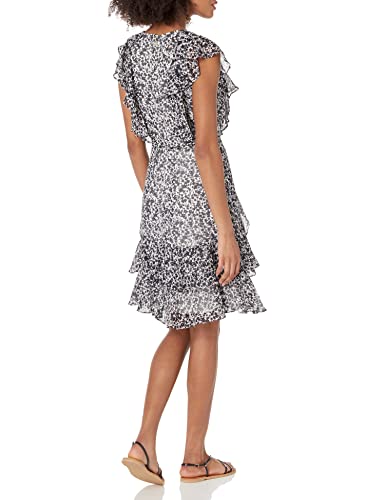 Image of Tommy Hilfiger Women's Sleeveless Ruffle Dress, Ivory /Sky Captain, 12