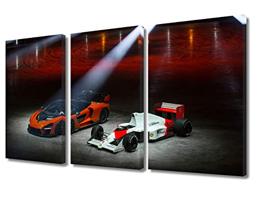 TUMOVO Wall Art Canvas Painting 3 Panel Modern Home Decorative Unique Poster Modular Painting 3 Pieces HD Printed Race Car Canvas Wall Art Pictures with Frame Ready to Hang - 12 x 24 inch x 3