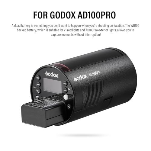 Godox WB100 AD100PRO Akku WB100 Battery 7.2V/2600mAh für Godox V1C V1N V1S V1F V1O V1P Rundblitz,AD100PRO Blitz ((2024) WB100)