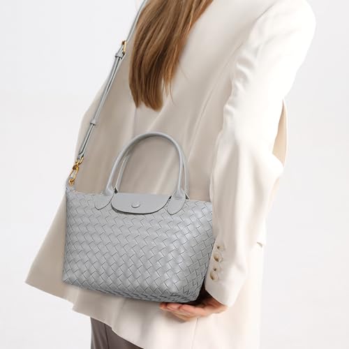 Waiyqju Braided Luxury Women's Leather Tote Top Handle Age Elegant Large Capacity Travel Day Crossbody Bag - Image 7