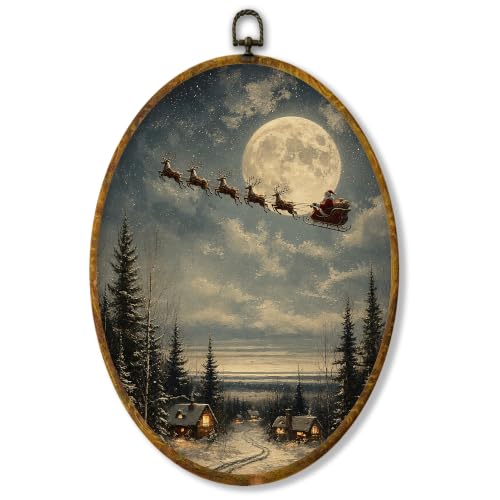 XPH traîneau Père Noël ovale encadré 8.6x11.4 po