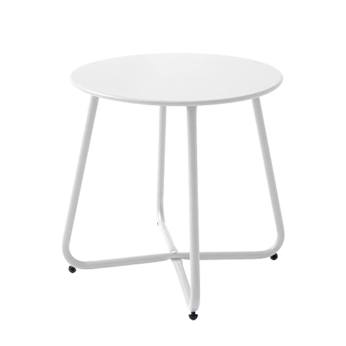 Patio Outdoor Side Table Waterproof Round Metal Steel Small Side