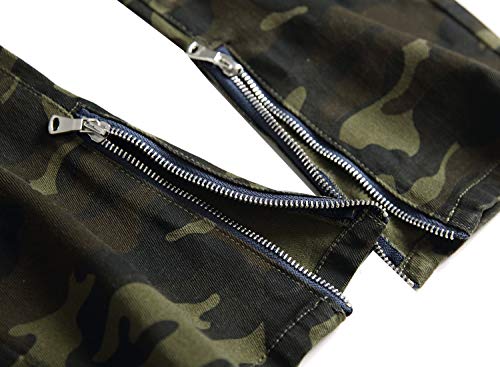 Hengao Men's Camouflage Zipper Denim Pants Slim Fit Multi-Buttons Jeans, 1161 Camo, 46 #TOP6