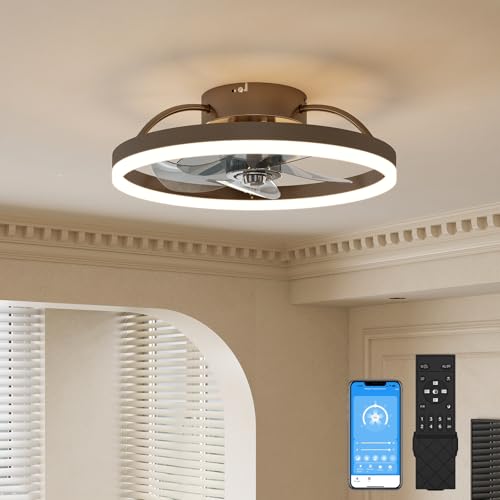 VOLISUN Low Profile Ceiling Fans with Light and Remote,15.7in Modern