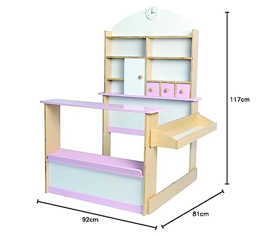 Foto von Coemo Kaufmannsladen Kinder Kaufladen Lilly Holz Verkaufsstand, Farbe Rosa